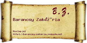 Barancsy Zakária névjegykártya
